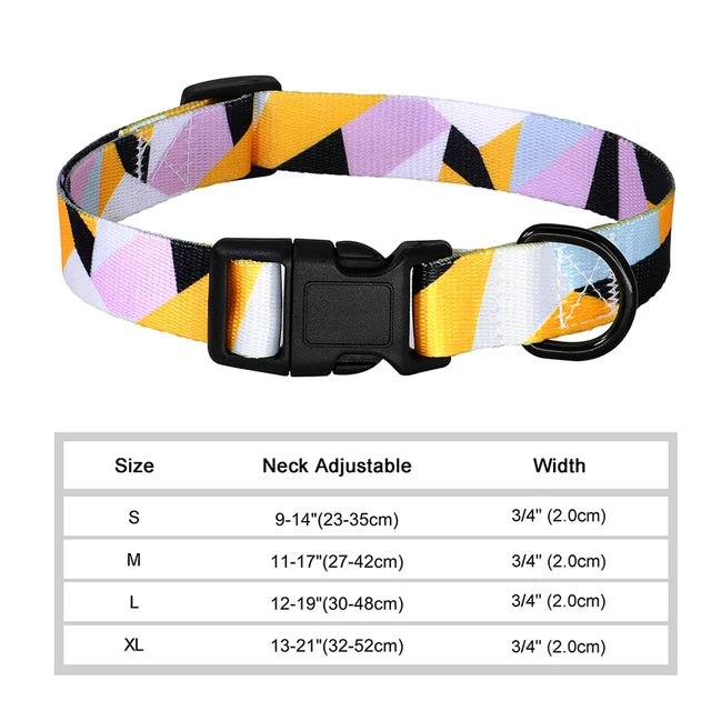 Floral Printed Adjustable Dog Collar - Pink + Yellow / XS