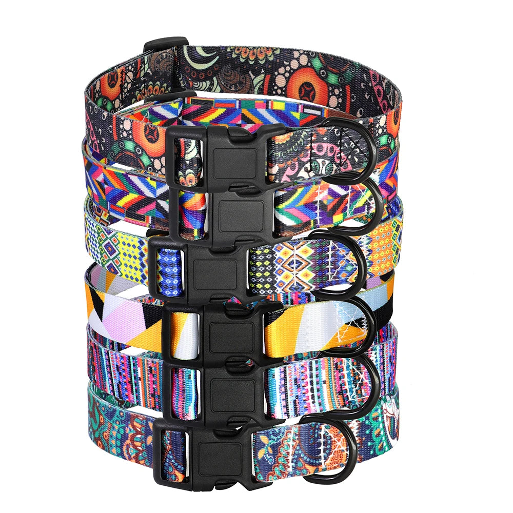 Floral Printed Adjustable Dog Collar