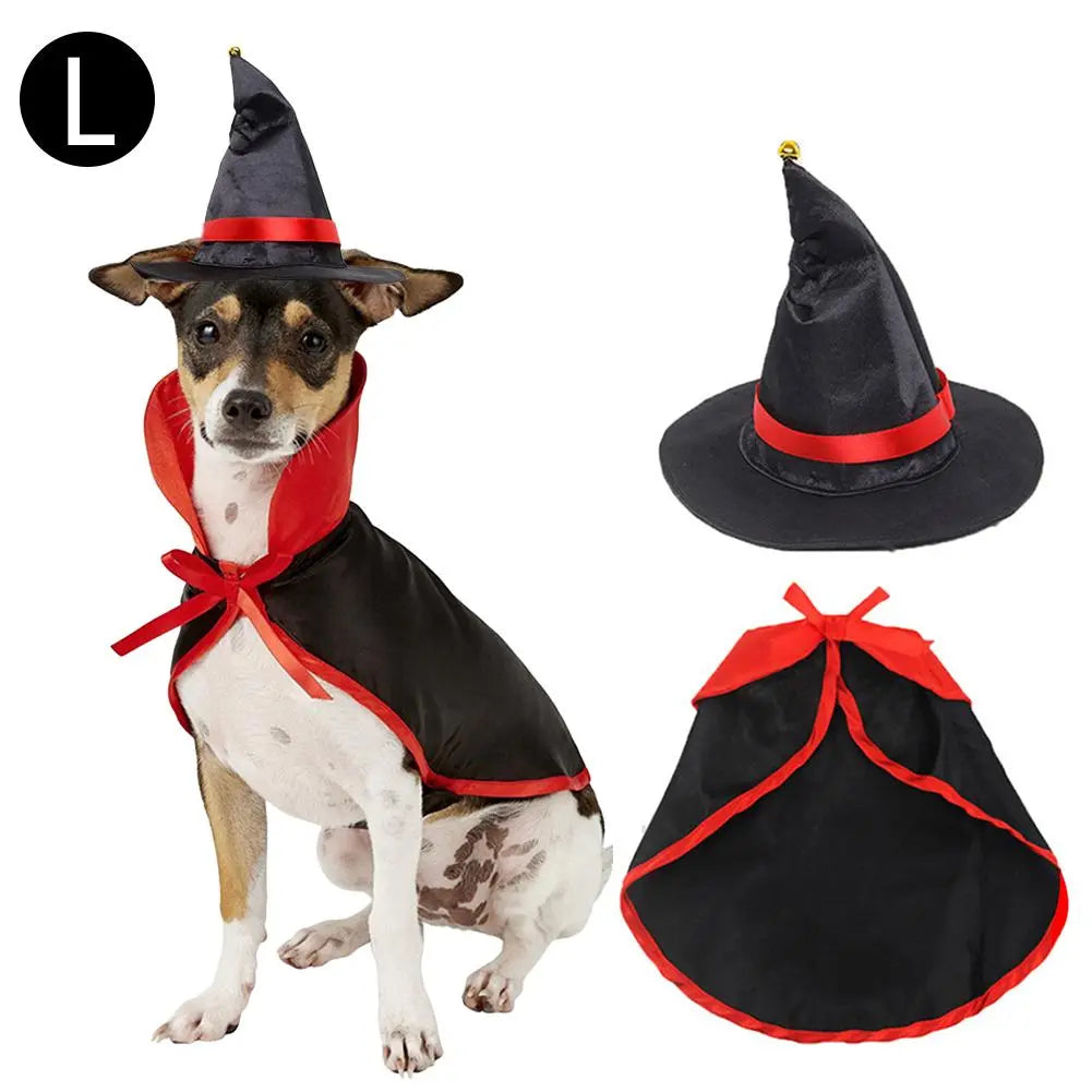 Halloween Cosplay Cloak with Hat - Black / L