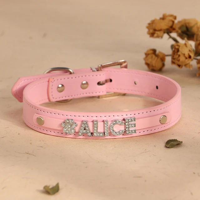 Personalized Bling Rhinestone Collar and Leash Set for Pets