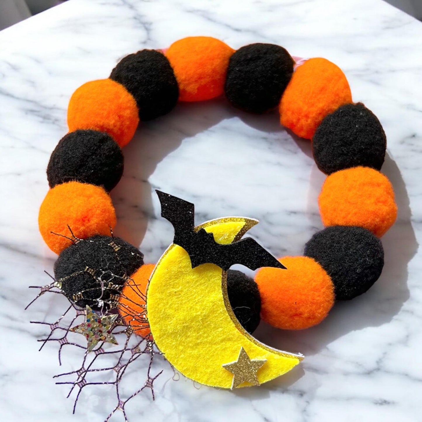 Festive Halloween Collars for Pets: Pumpkin Moon Bat and Hat - Adjustable Sizes - S (15-19cm neck) / Moon