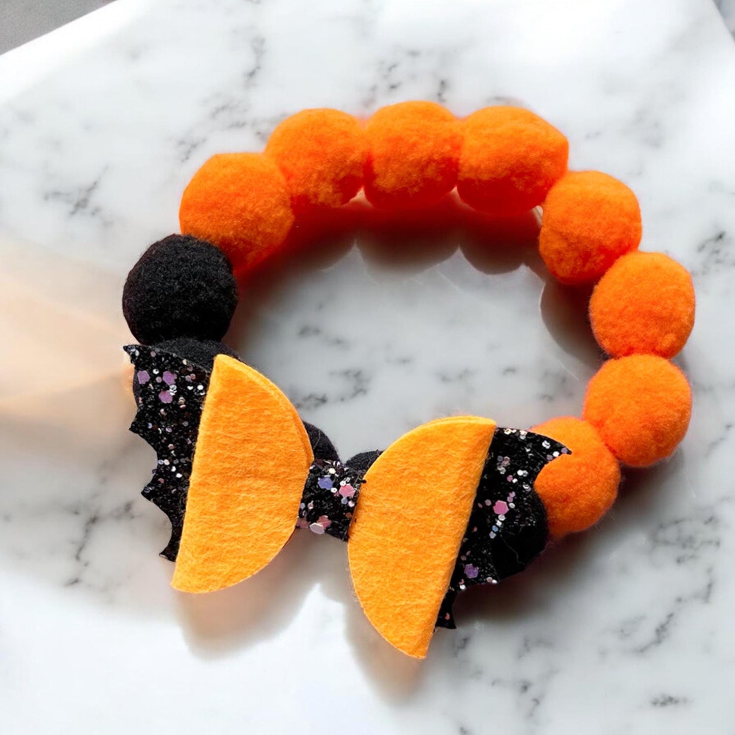 Festive Halloween Collars for Pets: Pumpkin Moon Bat and Hat - Adjustable Sizes - S (15-19cm neck) / Pumpkin bow
