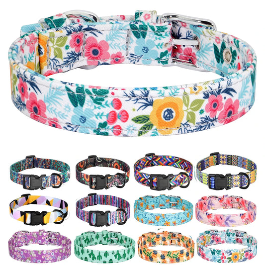 Floral Printed Adjustable Dog Collar