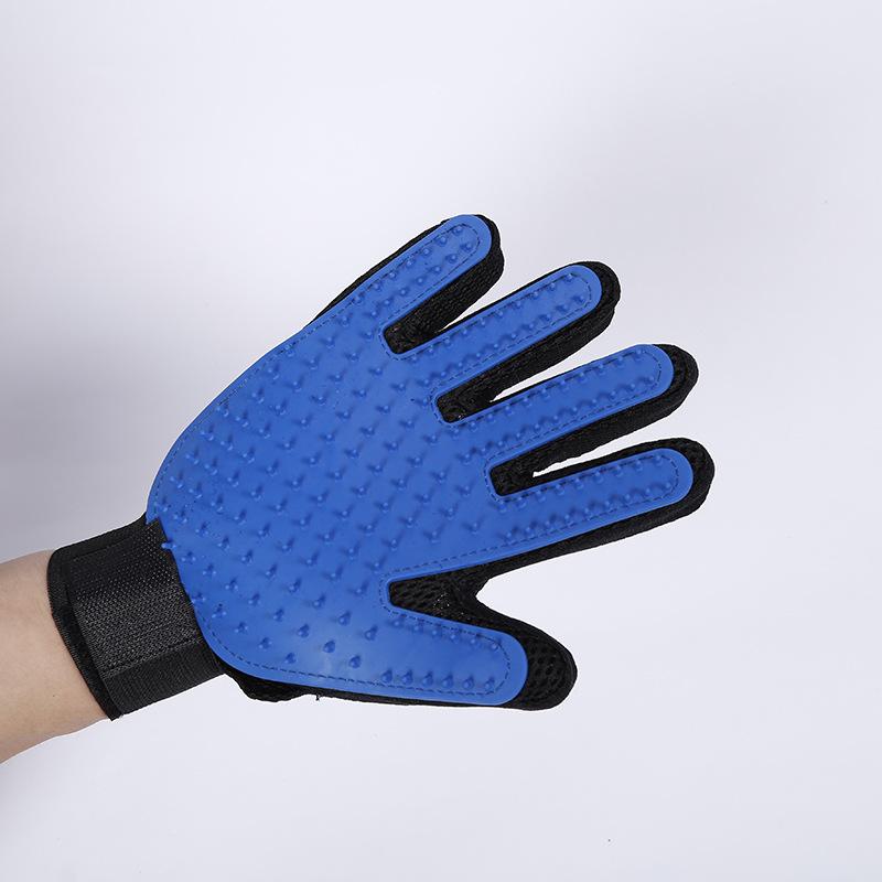 Silicone Brush Glove for Pets - Blue Right hand