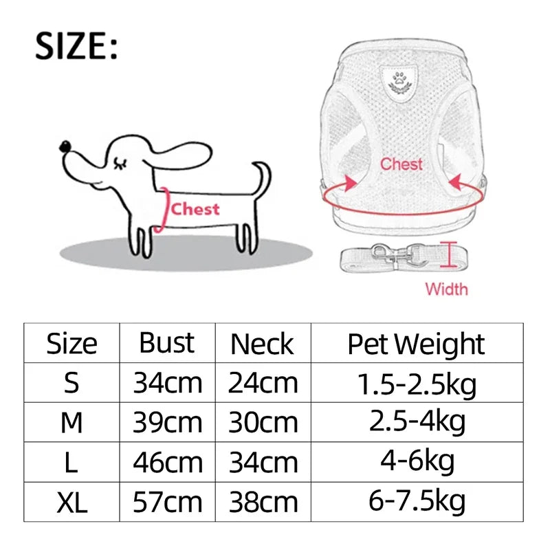 Harness Vest Walking Leash for Dogs and Cats