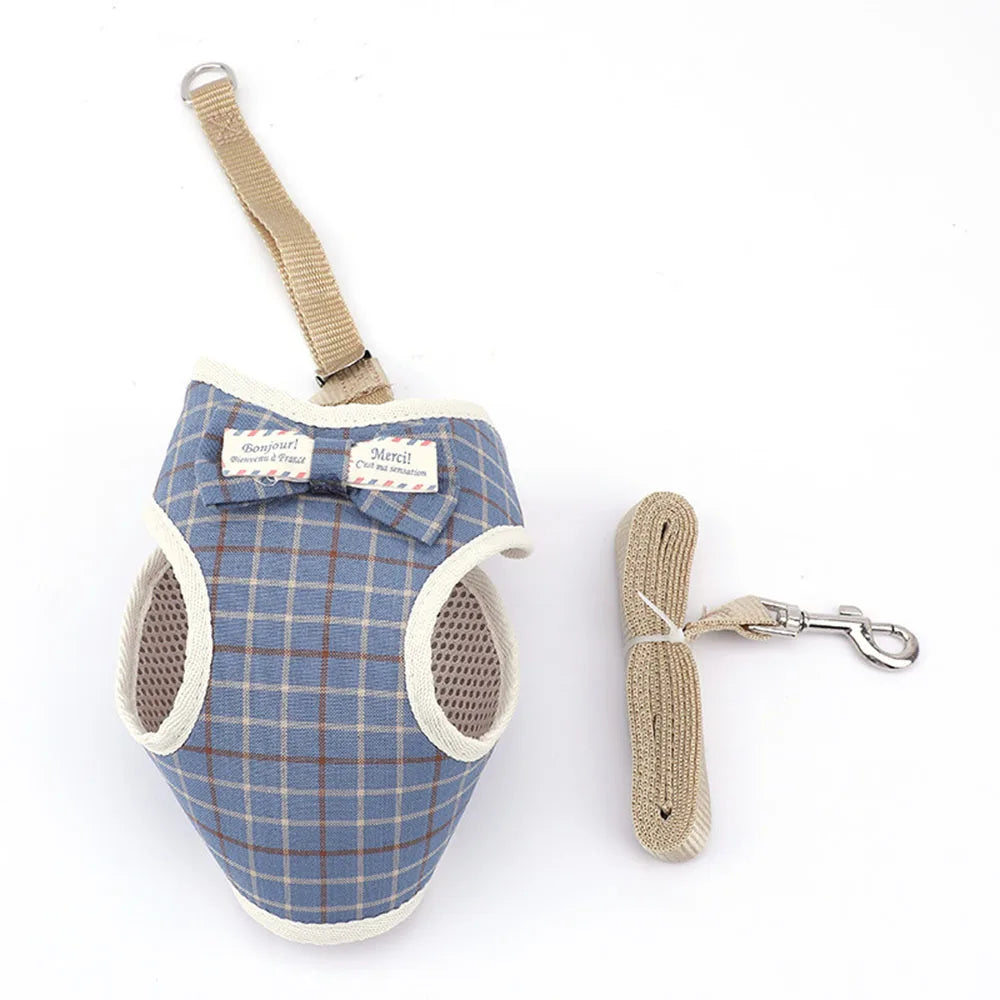 Harness and Leash Set Pet Vest Harness with Bowknot Mesh