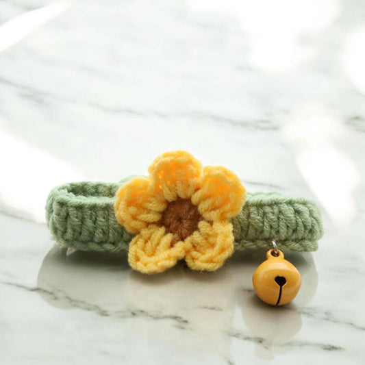 Little Flower Knitted Pet Collar / Garden Vibe/ Cute and Fresh | Crocheted Cat Dog Collar| Gifts for Pets | Pet Accessories